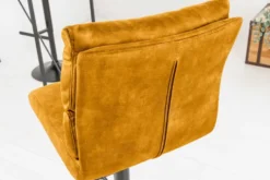 Höhenverstellbarer Barhocker COMFORT senfgelb Samt drehbar mit Lehne Metall schwarz