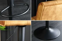 Höhenverstellbarer Barhocker MODENA senfgelb Samt Metall schwarz drehbar