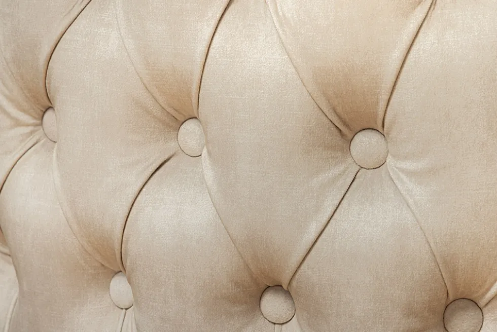 Höhenverstellbarer Barhocker CASTLE DELUXE beige Samt gold Edelstahl mit Löwenkopf