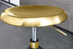 Höhenverstellbarer Barhocker INDUSTRIAL gold schwarz Metall rund drehbar Industrial Design
