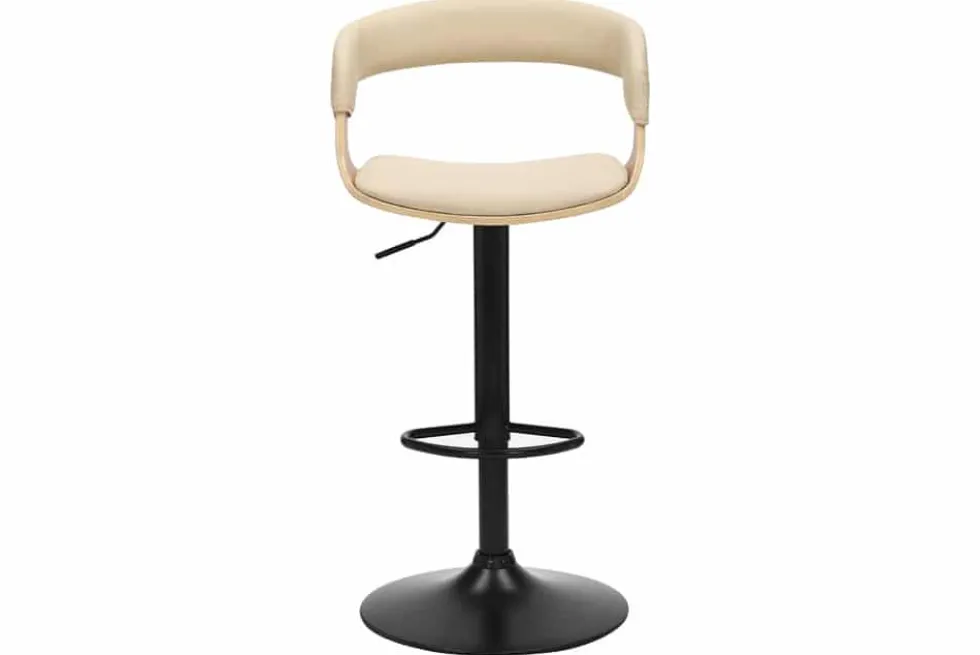 Höhenverstellbarer Barhocker MANHATTAN natur Eiche creme beige Kunstleder drehbar