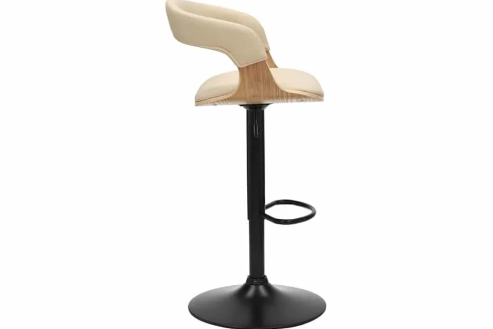 Höhenverstellbarer Barhocker MANHATTAN natur Eiche creme beige Kunstleder drehbar