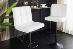 Höhenverstellbarer Barhocker MODENA weiß Kunstleder schwarz mit Lehne drehbar