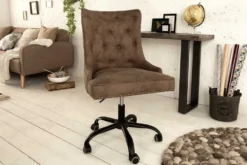 Höhenverstellbarer Bürostuhl VICTORIAN vintage taupe mit Armlehne