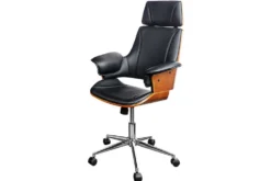 Höhenverstellbarer Bürostuhl MANHATTAN Kunstleder Walnuss mit Armlehne Retro Design