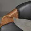 Höhenverstellbarer Bürostuhl ORGANIC schwarz Kunstleder Walnussholz braun drehbar