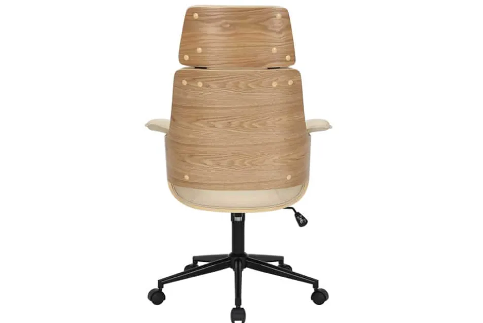 Höhenverstellbarer Bürostuhl MANHATTAN natur Eiche creme beige Kunstleder drehbar