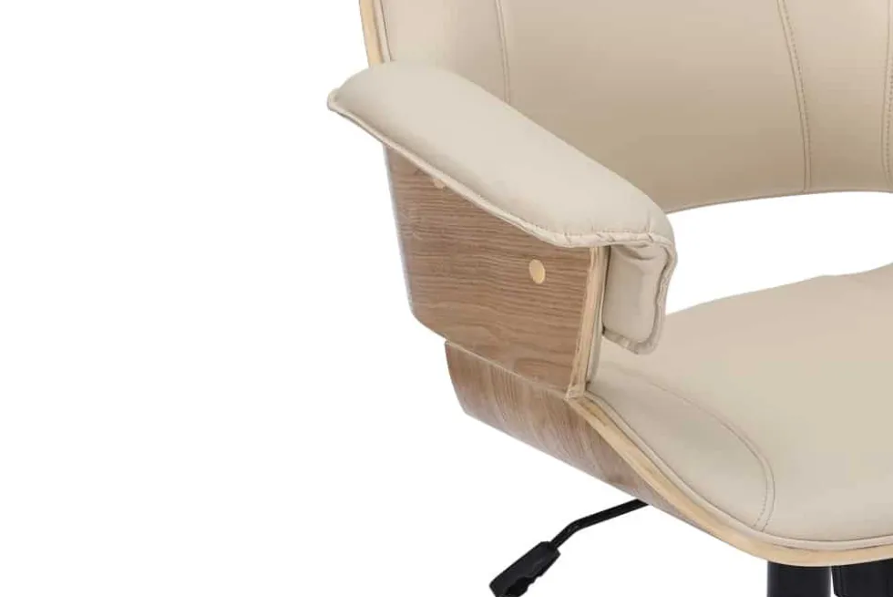 Höhenverstellbarer Bürostuhl MANHATTAN natur Eiche creme beige Kunstleder drehbar