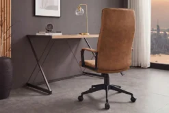 Höhenverstellbarer Bürostuhl LAZIO vintage braun Microfaser drehbar mit Rollen