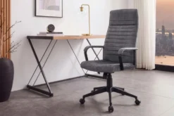 Höhenverstellbarer Bürostuhl LAZIO anthrazit Vogue Velours Samt drehbar mit Rollen