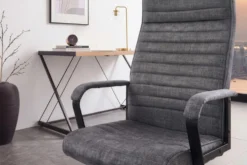 Höhenverstellbarer Bürostuhl LAZIO anthrazit Vogue Velours Samt drehbar mit Rollen
