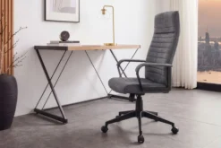 Höhenverstellbarer Bürostuhl LAZIO anthrazit Vogue Velours Samt drehbar mit Rollen