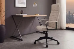 Höhenverstellbarer Bürostuhl LAZIO taupe Vogue Velours Samt drehbar mit Rollen