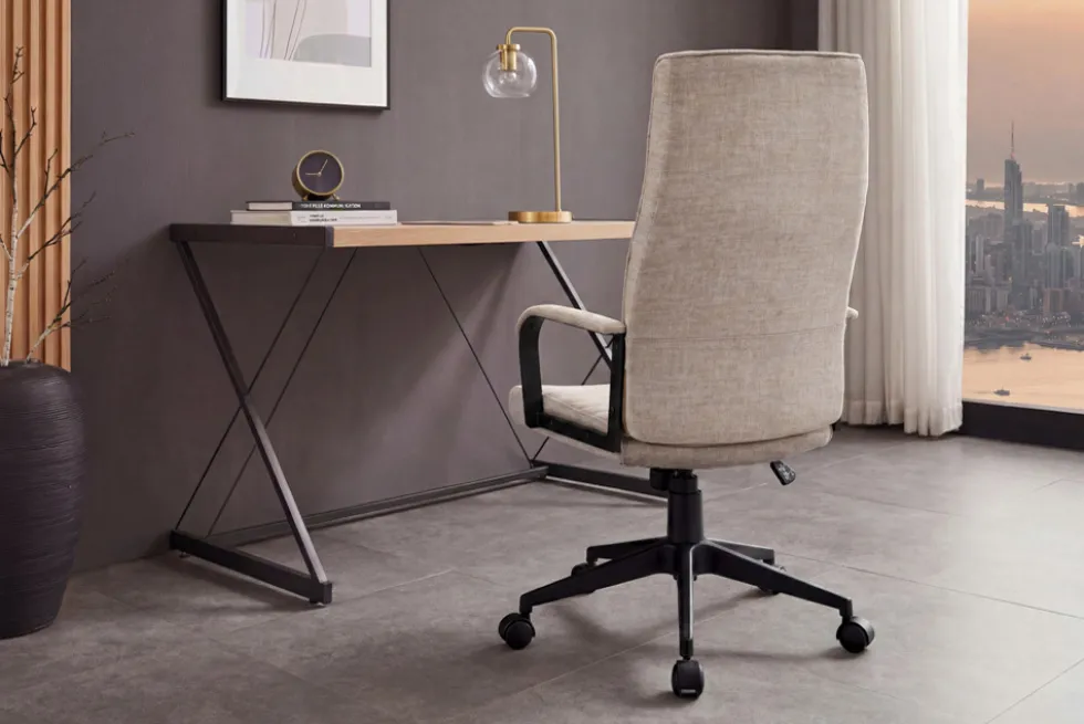 Höhenverstellbarer Bürostuhl LAZIO taupe Vogue Velours Samt drehbar mit Rollen