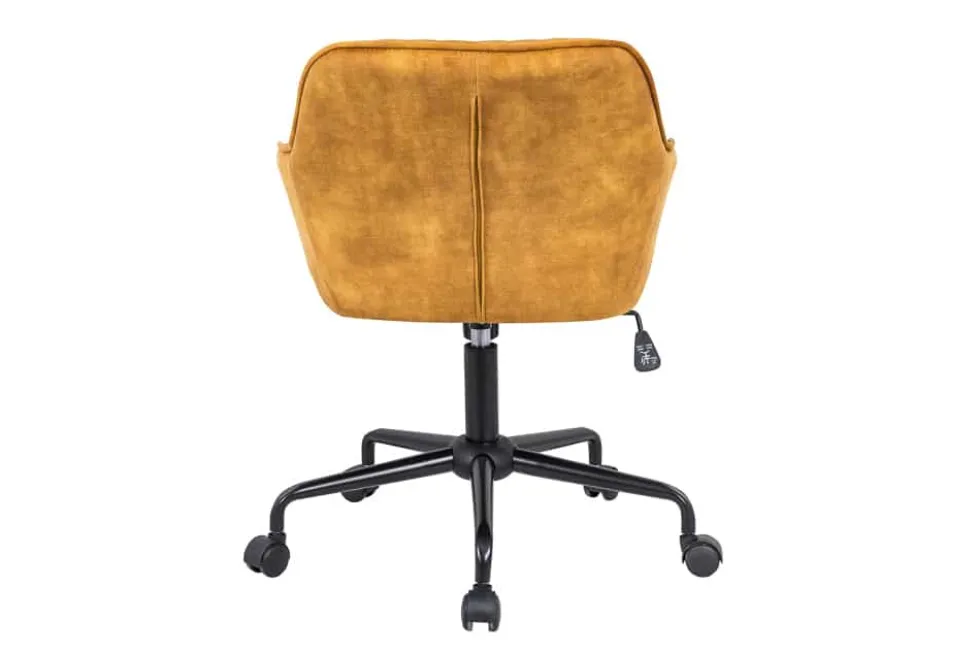 Höhenverstellbarer Bürostuhl TURIN senfgelb Samt mit Armlehne Drehstuhl