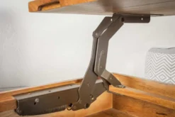 Höhenverstellbarer Couchtisch FACTORY LIFTUP 80cm Mangoholz massiv mit Stauraum Metall