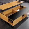 Höhenverstellbarer Couchtisch APARTMENT 110cm natur Eiche schwarz Metall Stauraum
