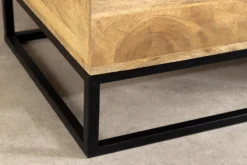 Höhenverstellbarer Couchtisch MAKASSAR FUNCTION 110cm natur cream finish Mangoholz massiv