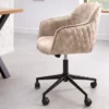 Höhenverstellbarer Design Bürostuhl EUPHORIA champagner greige Samt drehbar Ziersteppung