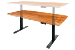 Höhenverstellbarer Schreibtisch MAMMUT 120cm natur Akazie Massivholz Baumkante