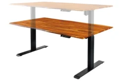 Höhenverstellbarer Schreibtisch MAMMUT 140cm braun Sheesham Massivholz stone finish