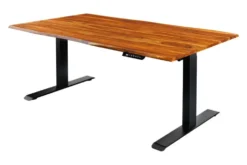 Höhenverstellbarer Schreibtisch MAMMUT 140cm braun Sheesham Massivholz stone finish