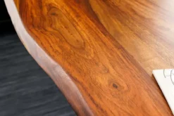 Höhenverstellbarer Schreibtisch MAMMUT 140cm braun Sheesham Massivholz stone finish