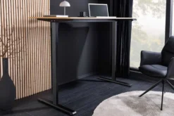 Höhenverstellbarer Schreibtisch OAK DESK 140cm natur Eiche-Design schwarzes Metallgestell