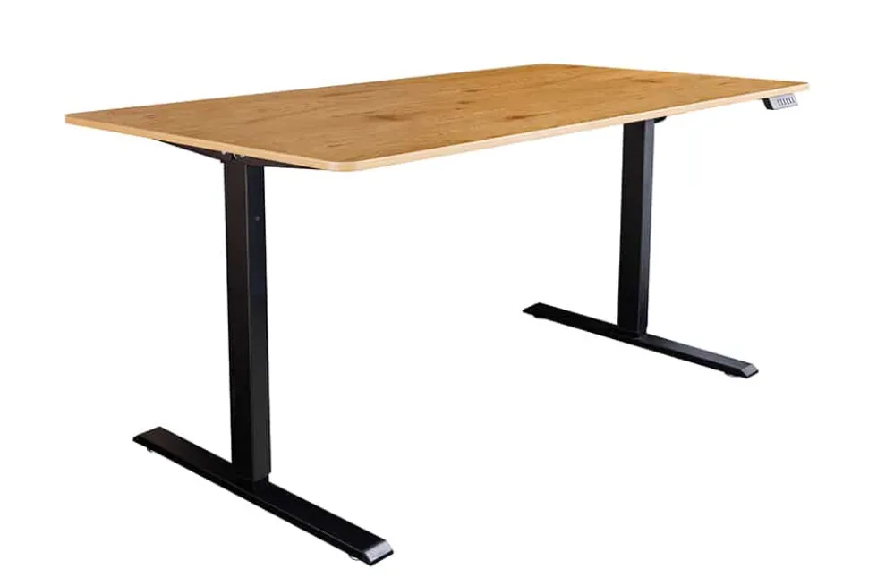 Höhenverstellbarer Schreibtisch OAK DESK 140cm natur Eiche-Design schwarzes Metallgestell