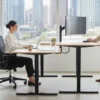 Höhenverstellbarer Schreibtisch OAK DESK 160cm natur Eiche schwarz Metall