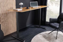 Höhenverstellbarer Schreibtisch OAK DESK 160cm natur Eiche schwarz Metall
