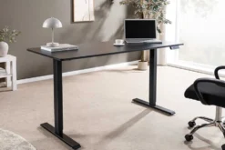 Höhenverstellbarer Schreibtisch BLACK DESK 140cm anthrazit schwarzes Metallgestell