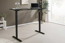 Höhenverstellbarer Schreibtisch BLACK DESK 140cm anthrazit schwarzes Metallgestell