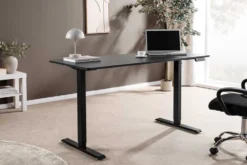 Höhenverstellbarer Schreibtisch BLACK DESK 140cm anthrazit schwarzes Metallgestell