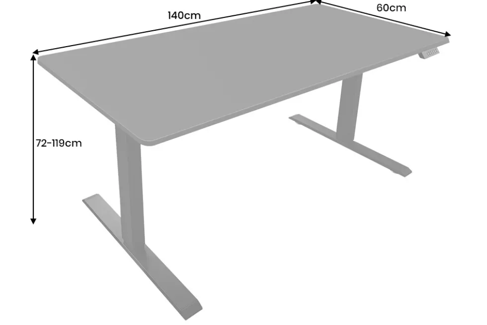Höhenverstellbarer Schreibtisch BLACK DESK 140cm anthrazit schwarzes Metallgestell
