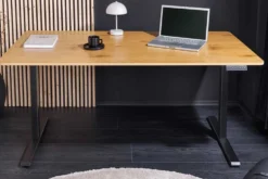Höhenverstellbarer Schreibtisch OAK DESK 120cm natur Eiche schwarz Metall