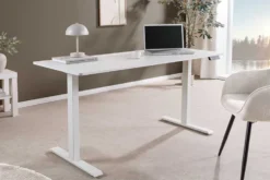 Höhenverstellbarer Schreibtisch WHITE DESK 140cm weiß Metallgestell Bürotisch