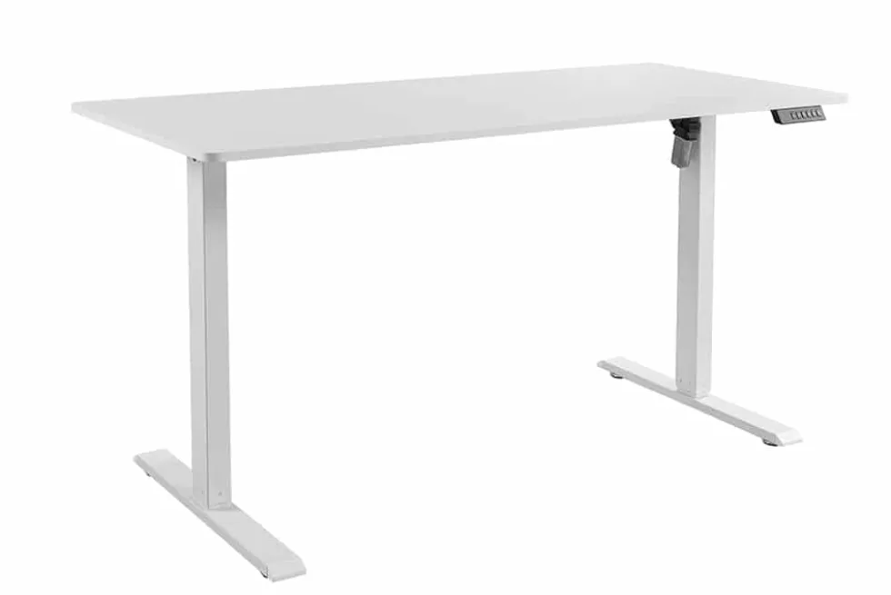 Höhenverstellbarer Schreibtisch WHITE DESK 140cm weiß Metallgestell Bürotisch