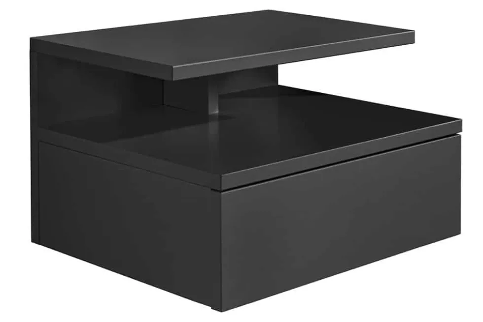 Hängender Nachttisch FLOATING 35cm schwarz Regal mit Schublade
