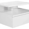 Hängender Nachttisch FLOATING 35cm weiß Regal mit Schublade