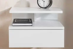 Hängender Nachttisch FLOATING 35cm weiß Regal mit Schublade
