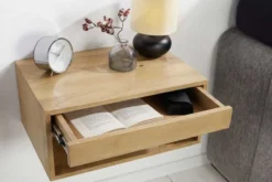 Hängender Nachttisch PURE 50cm natur Mangoholz cream finish Wandregal Schublade
