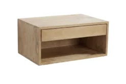 Hängender Nachttisch PURE 50cm natur Mangoholz cream finish Wandregal Schublade