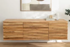 Hängendes Sideboard RELIEF 175cm natur Akazie Massivholz mit Schubladen