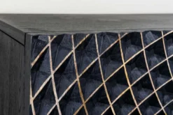 Hängendes TV-Board ILLUSION 160cm schwarz Mangoholz Massivholz mit 3D Schnitzereien gold