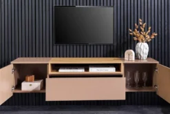 Hängendes TV-Board LOFT 160cm natur grau beige greige drei Fächer mit Schublade