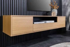 Hängendes TV-Board LOFT 150cm natur schwarz fünf Fächer mit Schublade