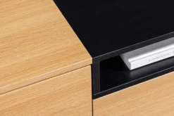 Hängendes TV-Board LOFT 160cm natur schwarz drei Fächer mit Schublade
