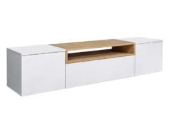 Hängendes TV-Board LOFT 160cm weiß natur drei Fächer mit Schublade