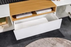Hängendes TV-Board LOFT 160cm weiß natur drei Fächer mit Schublade